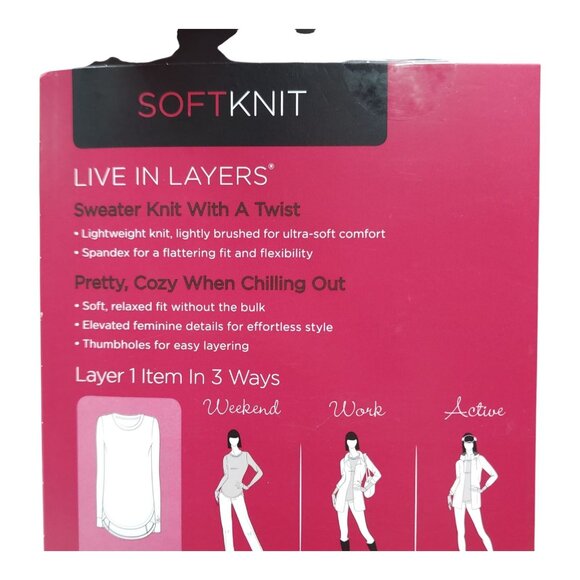 Cuddl Duds Soft Knit Long Sleeve Crew Neck Medium Thumbhole Top Purple Modern - Picture 9 of 10